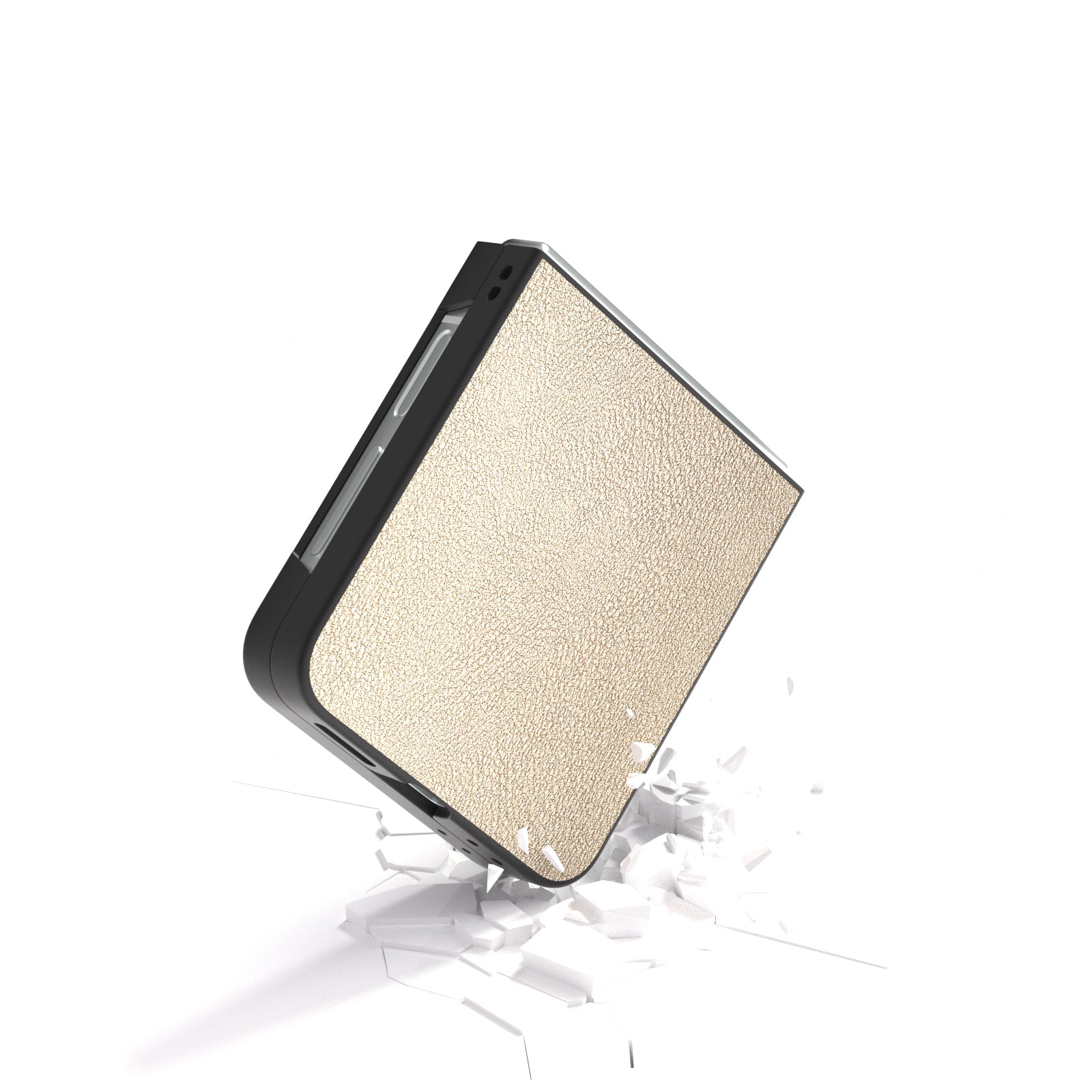 For Samsung Galaxy Z Flip6 5G Case PU Leather Coated Hard PC Folding Phone Cover - Gold