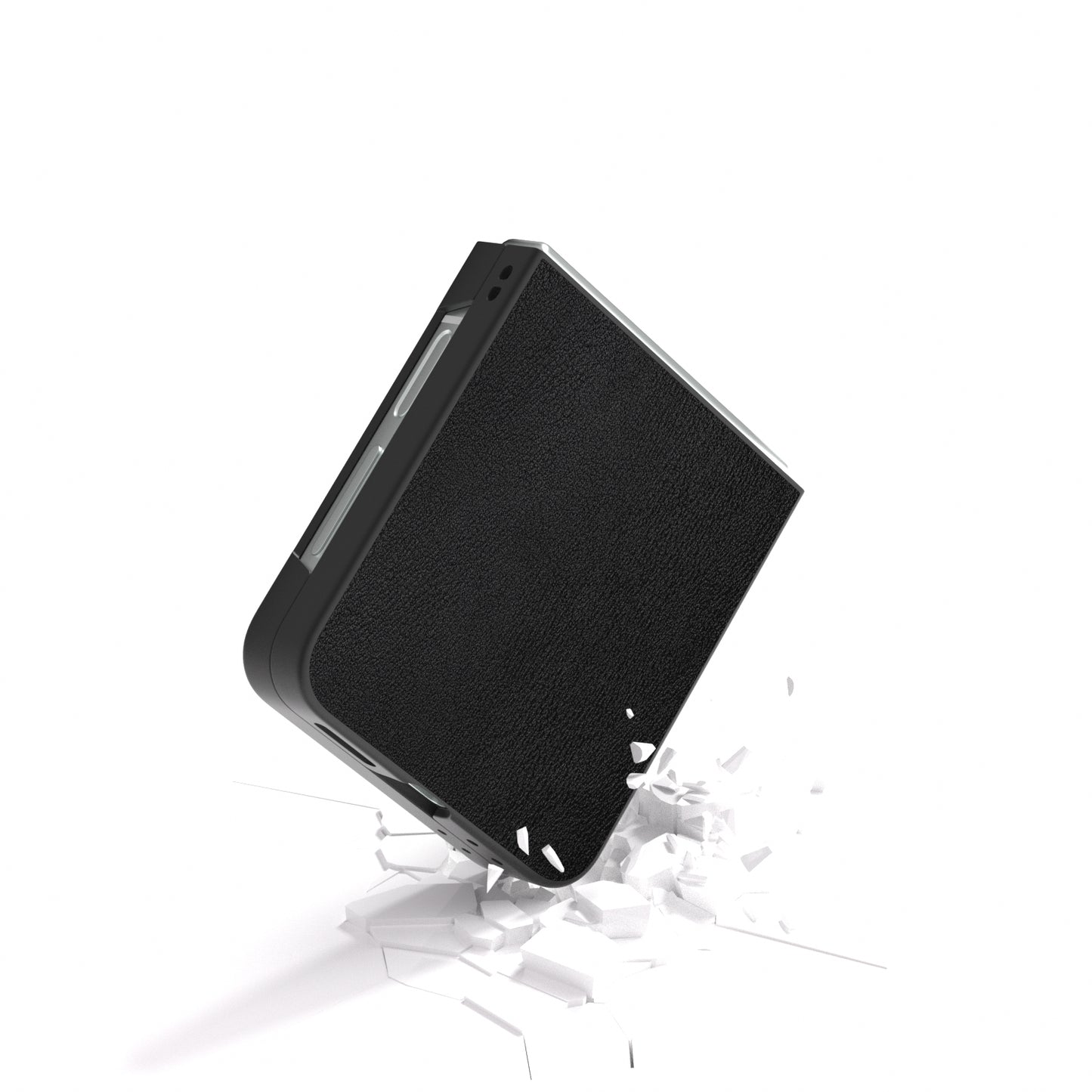 For Samsung Galaxy Z Flip6 5G Case PU Leather Coated Hard PC Folding Phone Cover - Black