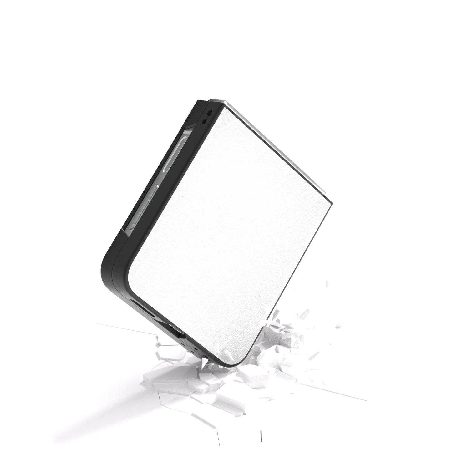 For Samsung Galaxy Z Flip6 5G Case PU Leather Coated Hard PC Folding Phone Cover - White