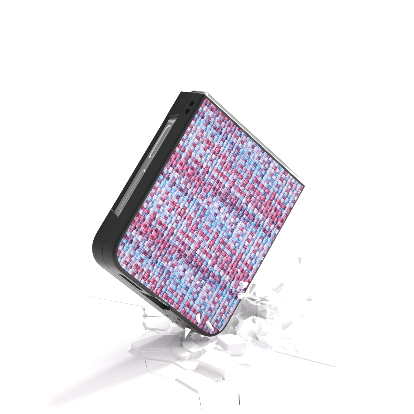 For Samsung Galaxy Z Flip6 5G Case Plaid Texture Leather+PC Folding Phone Cover - Purple