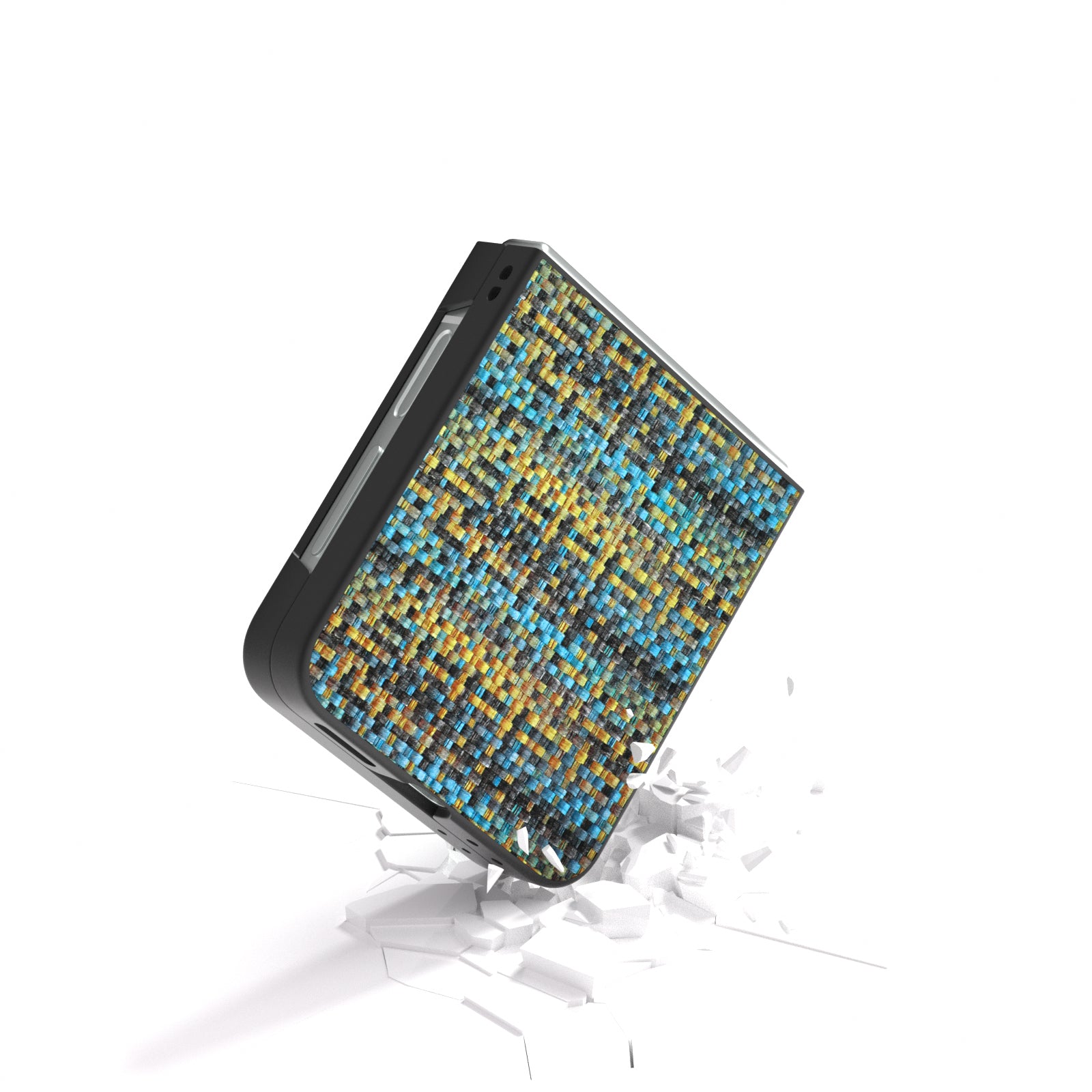 For Samsung Galaxy Z Flip6 5G Case Plaid Texture Leather+PC Folding Phone Cover - Gold