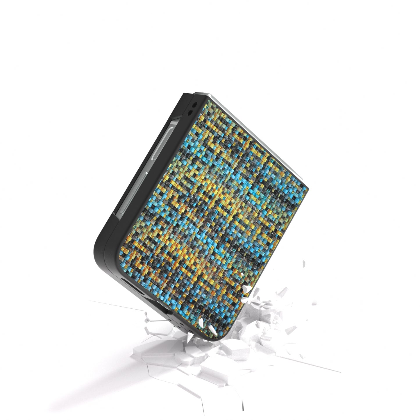 For Samsung Galaxy Z Flip6 5G Case Plaid Texture Leather+PC Folding Phone Cover - Gold