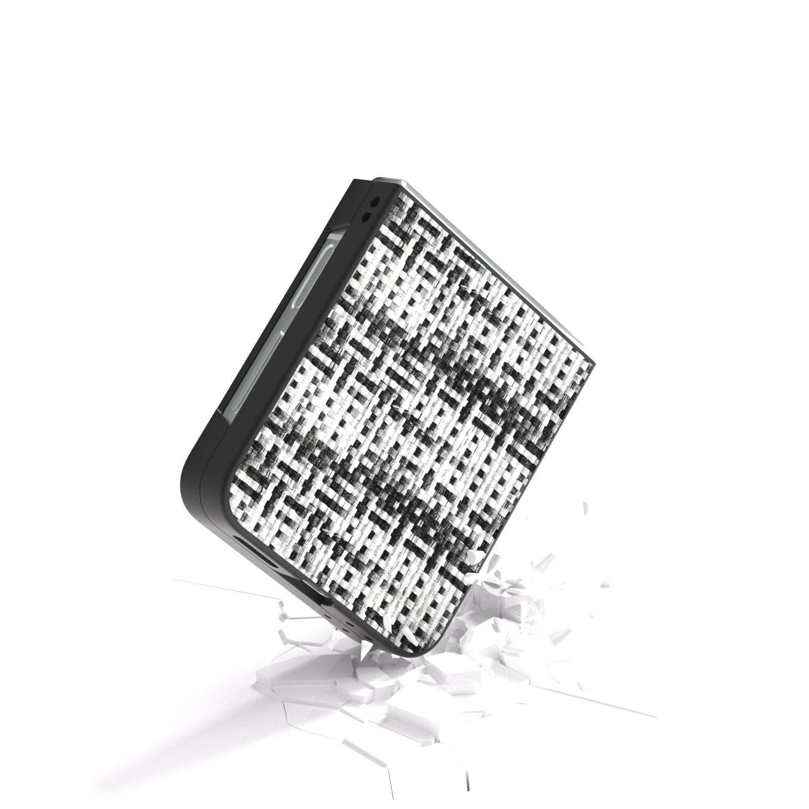 For Samsung Galaxy Z Flip6 5G Case Plaid Texture Leather+PC Folding Phone Cover - Black+White