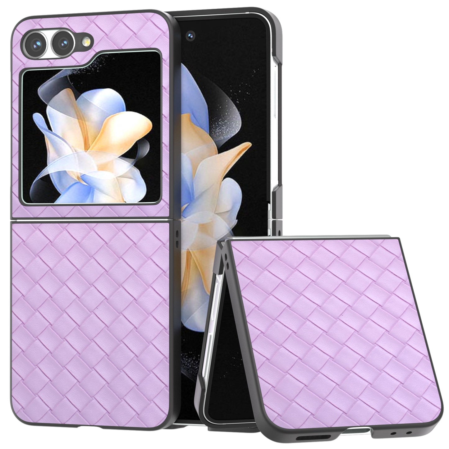 For Samsung Galaxy Z Flip6 5G Case Woven Texture Leather+PC Protective Phone Cover - Purple