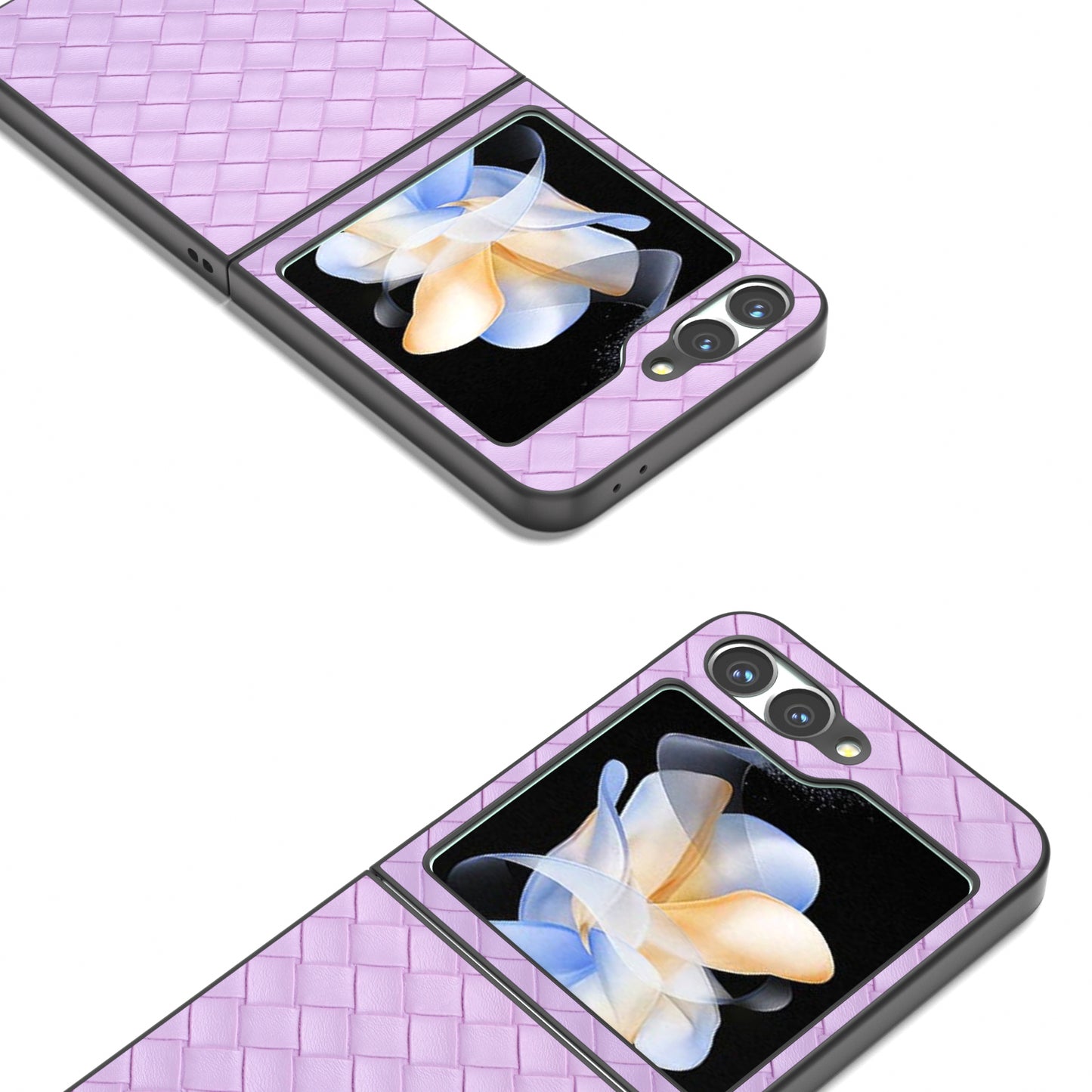 For Samsung Galaxy Z Flip6 5G Case Woven Texture Leather+PC Protective Phone Cover - Purple