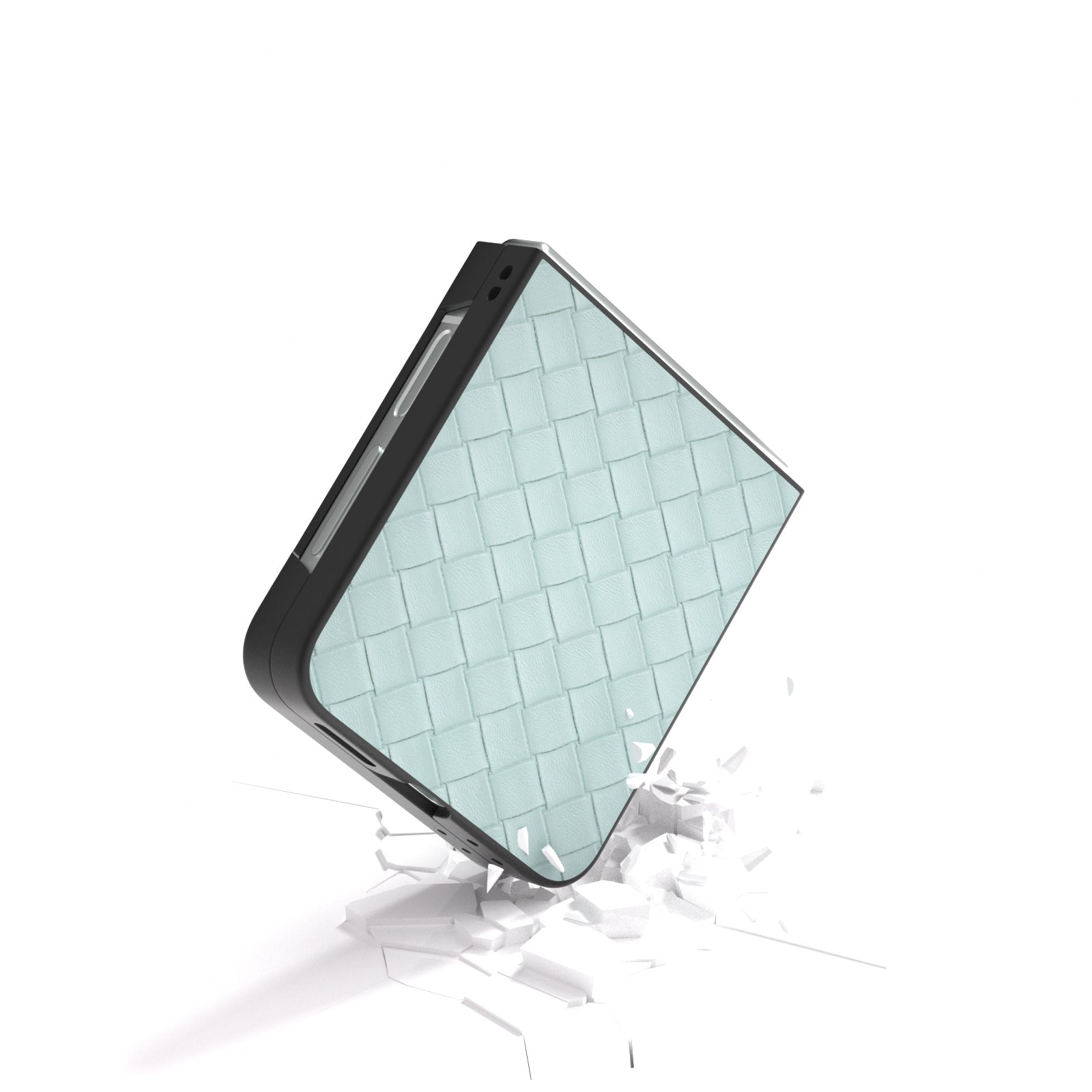 For Samsung Galaxy Z Flip6 5G Case Woven Texture Leather+PC Protective Phone Cover - Light Green