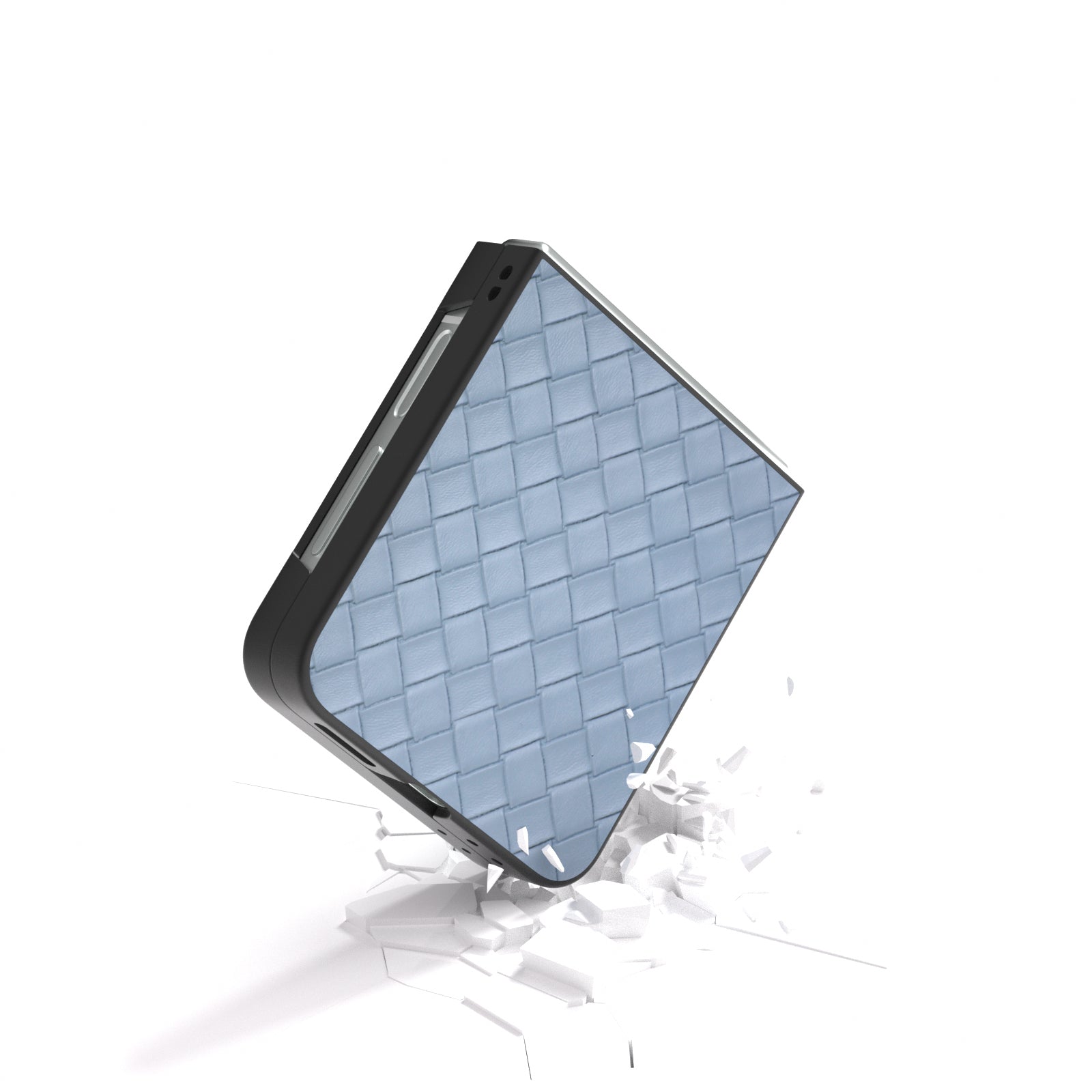 For Samsung Galaxy Z Flip6 5G Case Woven Texture Leather+PC Protective Phone Cover - Baby Blue