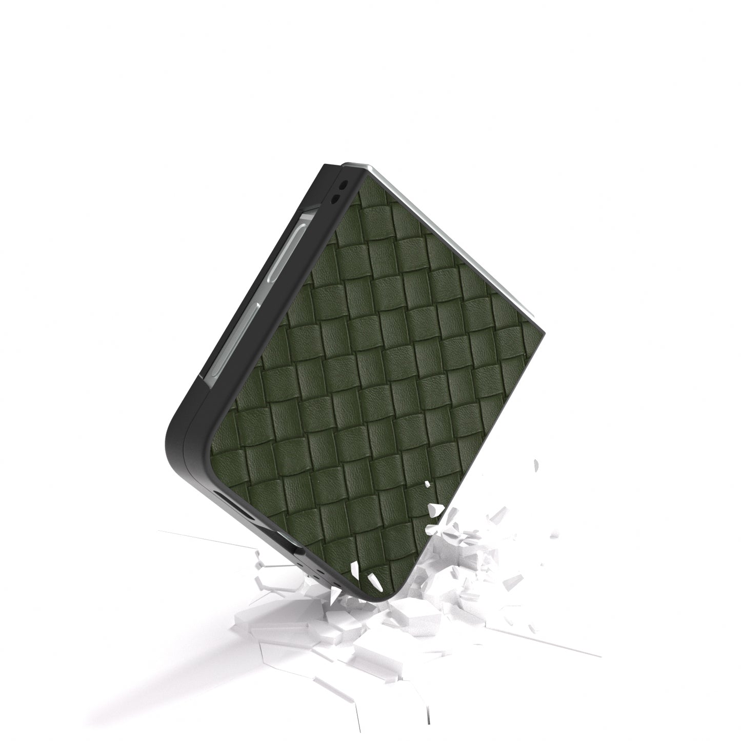 For Samsung Galaxy Z Flip6 5G Case Woven Texture Leather+PC Protective Phone Cover - Green