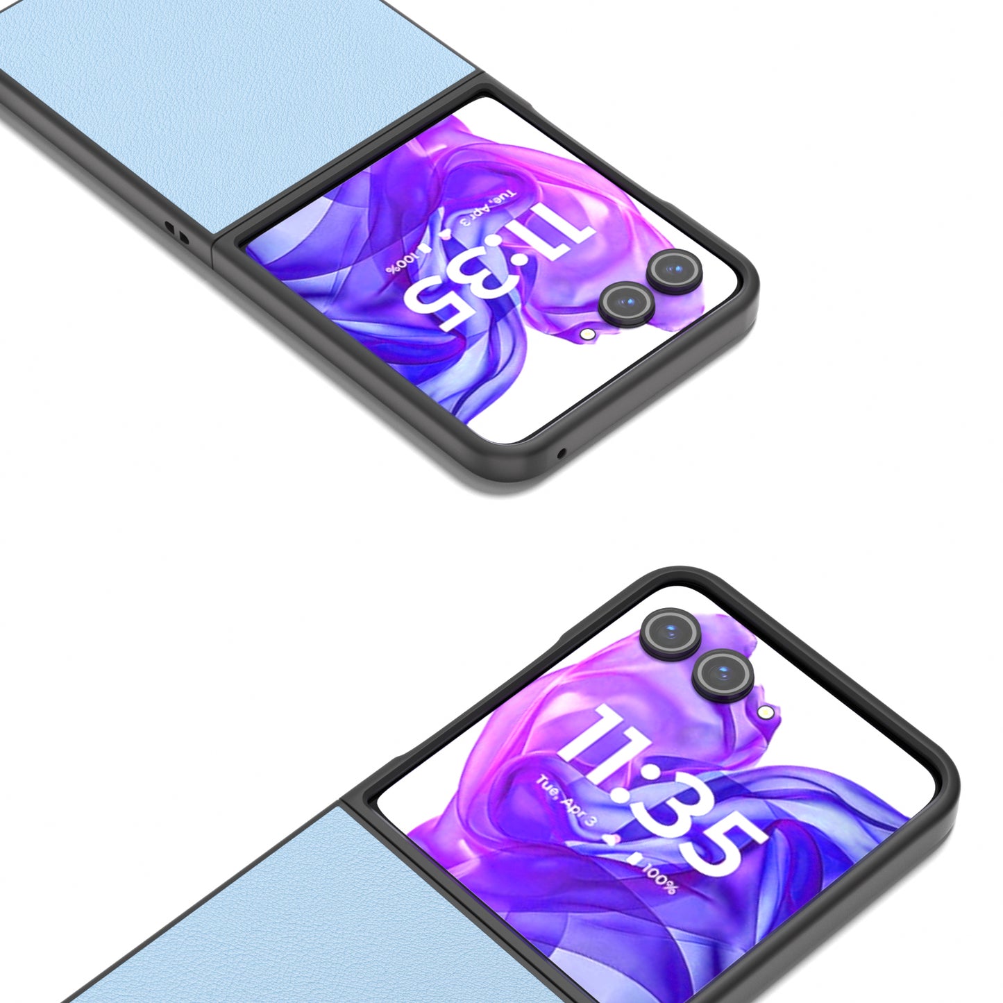 ABEEL For Motorola Razr 50 Ultra 5G Case Genuine Cow Leather+PC Hard Phone Cover - Blue