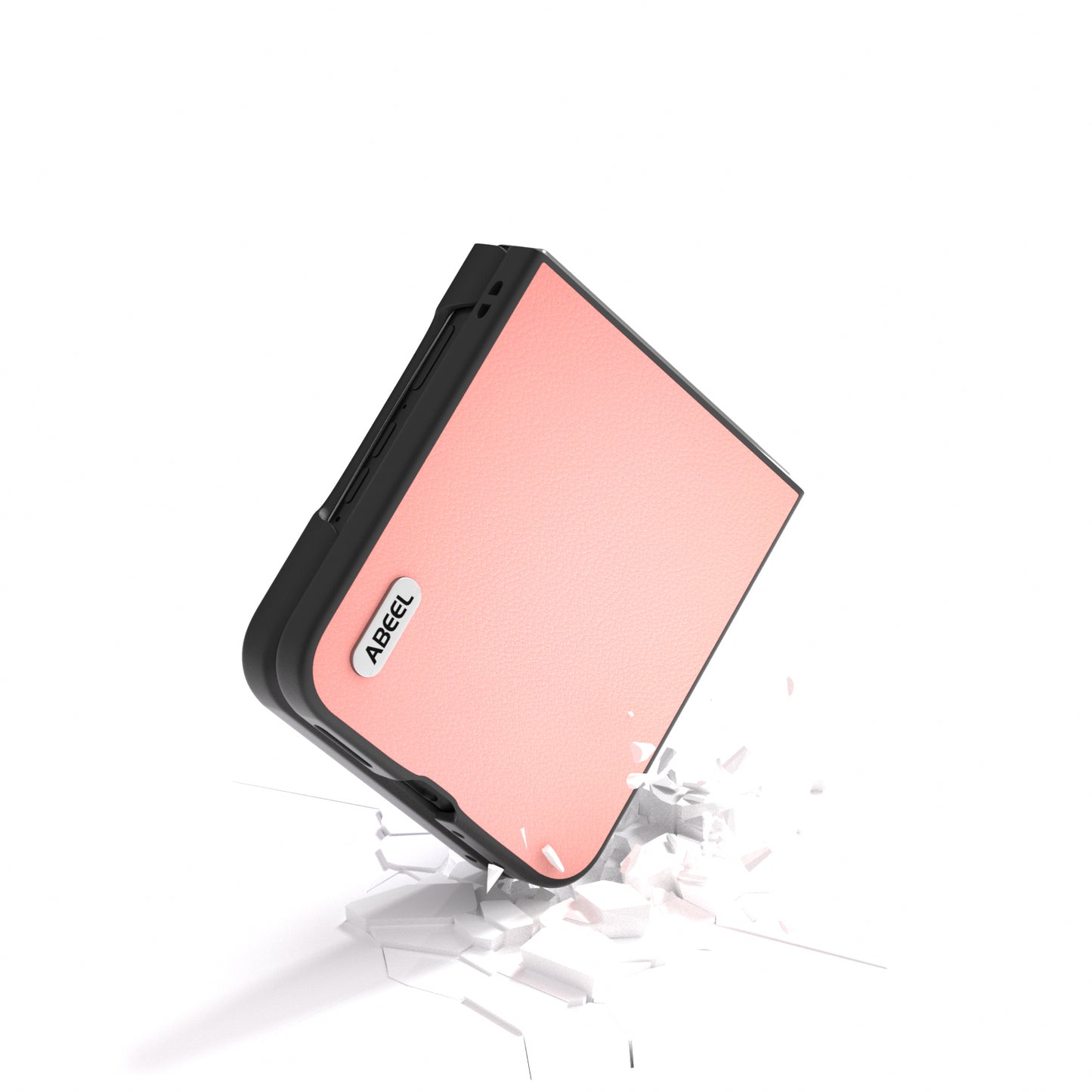 ABEEL For Motorola Razr 50 Ultra 5G Case Genuine Cow Leather+PC Hard Phone Cover - Pink