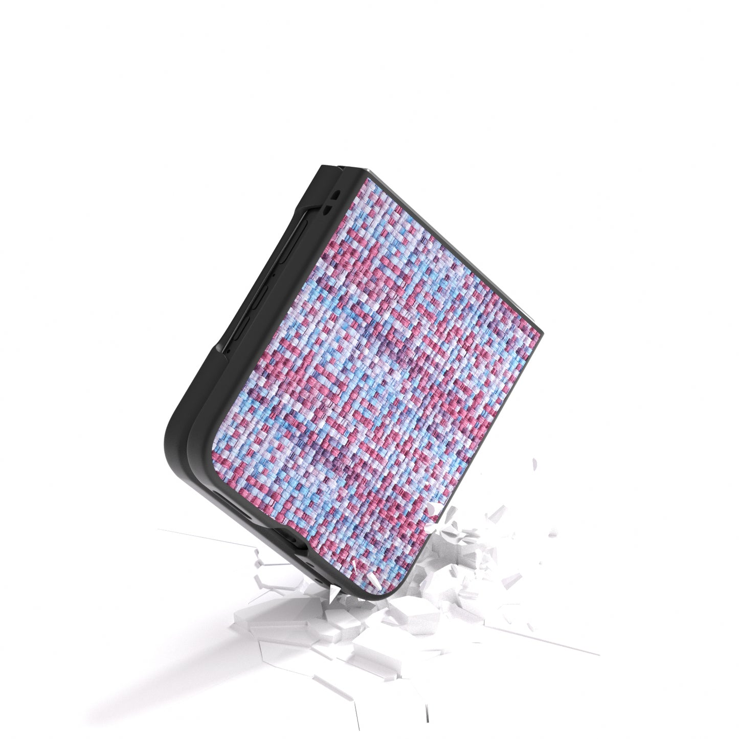 For Motorola Razr 50 Ultra 5G Case Plaid Texture Leather Coated PC Phone Cover - Purple