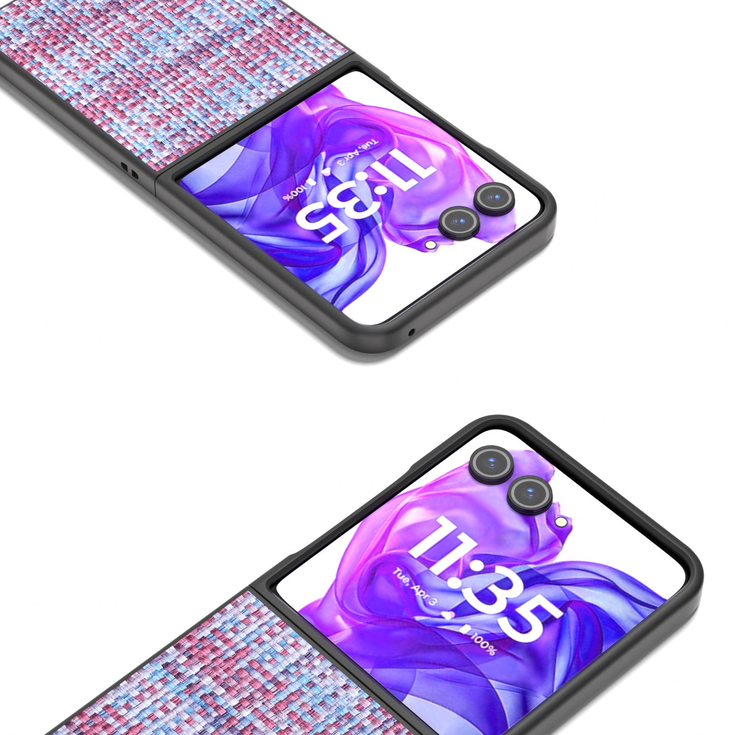 For Motorola Razr 50 Ultra 5G Case Plaid Texture Leather Coated PC Phone Cover - Purple