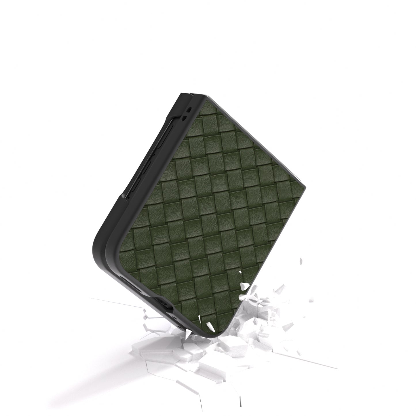 For Motorola Razr 50 Ultra 5G Case Woven Texture PU Leather Coated PC Folding Phone Cover - Green