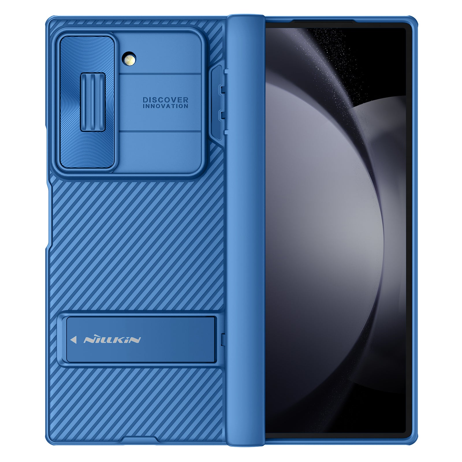 NILLKIN CamShield Fold Case for Samsung Galaxy Z Fold6 5G TPU+PC Kickstand Phone Cover Slide Camera Lid - Blue