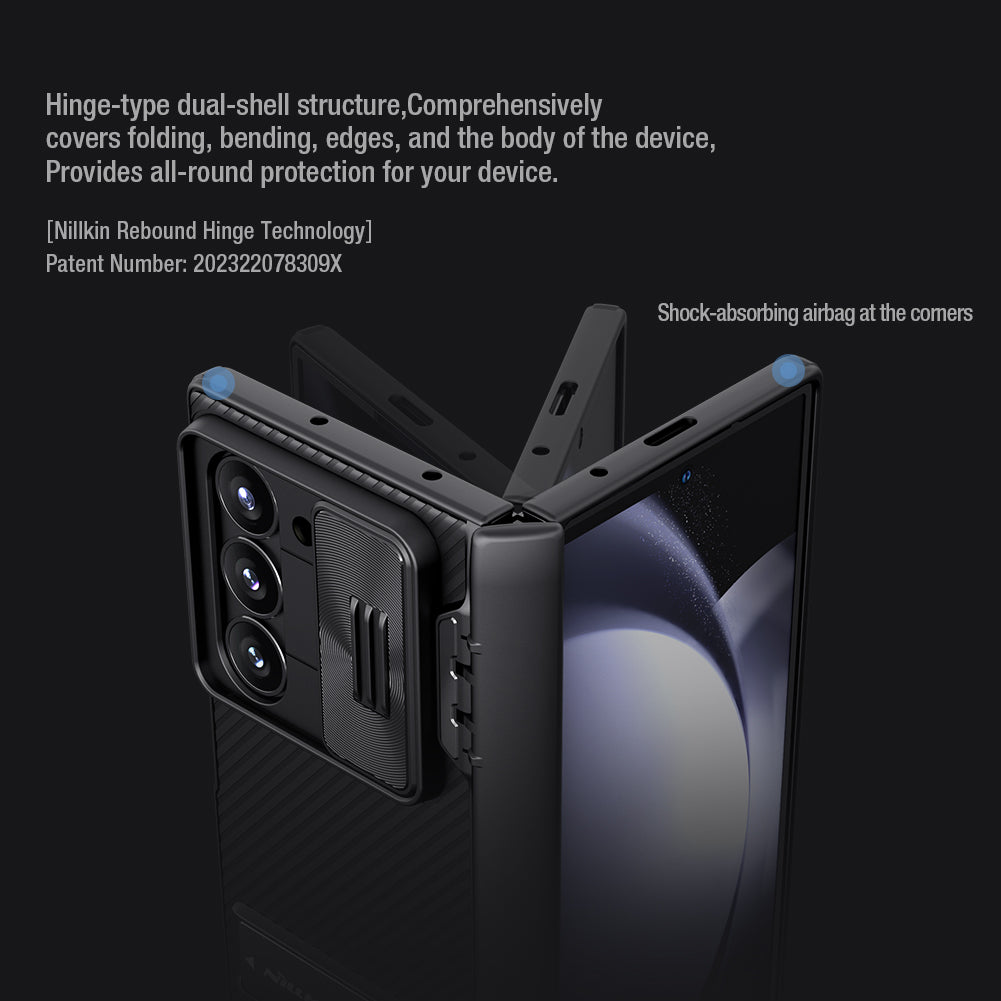 NILLKIN CamShield Fold Case for Samsung Galaxy Z Fold6 5G TPU+PC Kickstand Phone Cover Slide Camera Lid - Blue