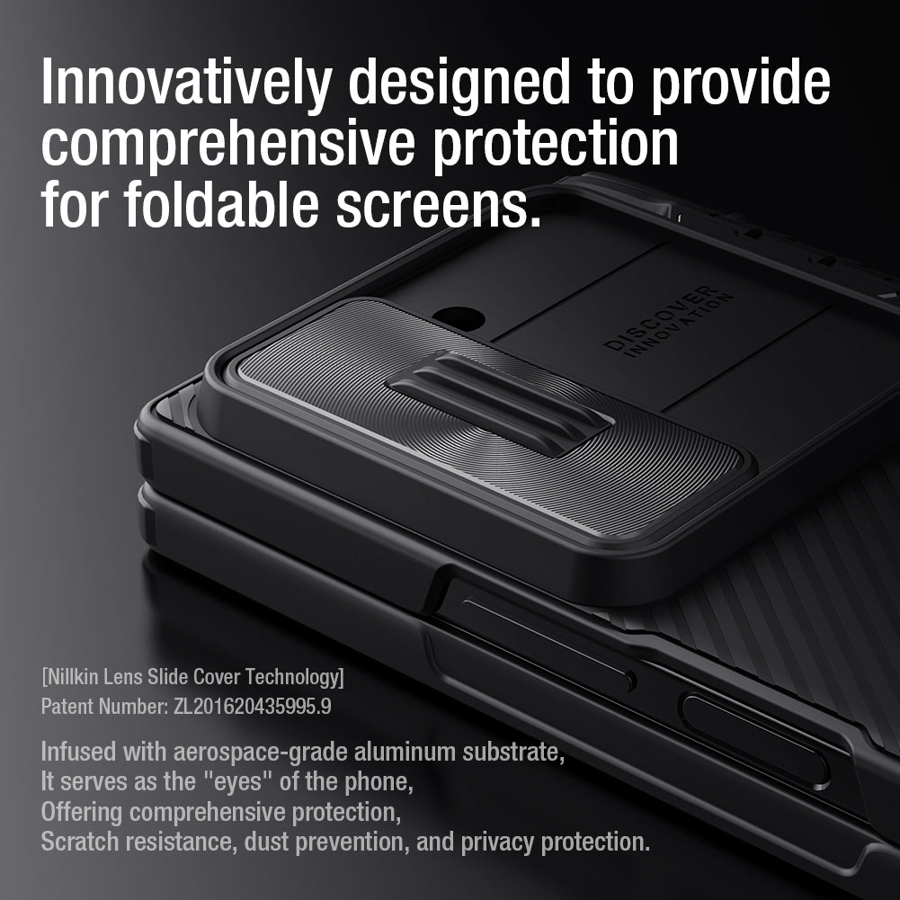 NILLKIN CamShield Fold Case for Samsung Galaxy Z Fold6 5G TPU+PC Kickstand Phone Cover Slide Camera Lid - Blue