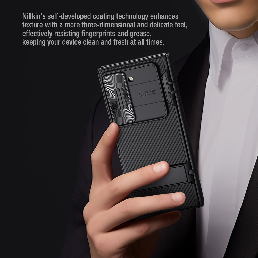 NILLKIN CamShield Fold Case for Samsung Galaxy Z Fold6 5G TPU+PC Kickstand Phone Cover Slide Camera Lid - Blue