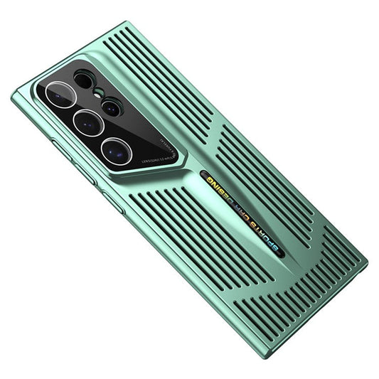 For Samsung Galaxy S22 Ultra 5G Case Heat Dissipation Hard PC Phone Cover Shockproof Protection - Green