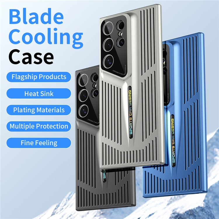 For Samsung Galaxy S22 Ultra 5G Case Heat Dissipation Hard PC Phone Cover Shockproof Protection - Green