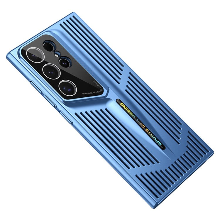 For Samsung Galaxy S23 Ultra Case Hard PC Electroplating Phone Cover Heat Dissipation Micro-Matte Back - Blue