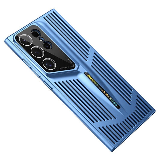 For Samsung Galaxy S23 Ultra Case Hard PC Electroplating Phone Cover Heat Dissipation Micro-Matte Back - Blue