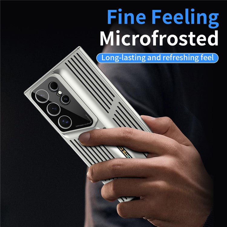 For Samsung Galaxy S23 Ultra Case Hard PC Electroplating Phone Cover Heat Dissipation Micro-Matte Back - Blue