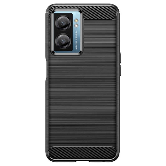 For OnePlus Nord N20 SE 4G Carbon Fiber Texture Soft TPU Phone Case Anti-fingerprint Brushed Phone Cover - Black
