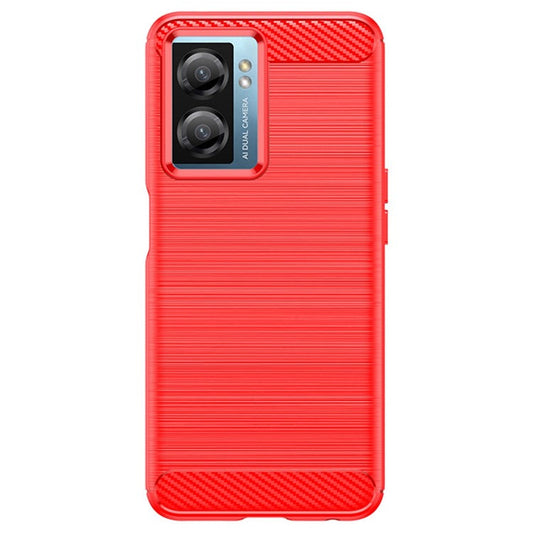 For OnePlus Nord N20 SE 4G Carbon Fiber Texture Soft TPU Phone Case Anti-fingerprint Brushed Phone Cover - Red