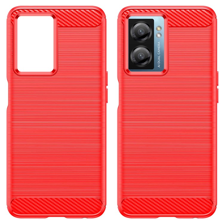For OnePlus Nord N20 SE 4G Carbon Fiber Texture Soft TPU Phone Case Anti-fingerprint Brushed Phone Cover - Red