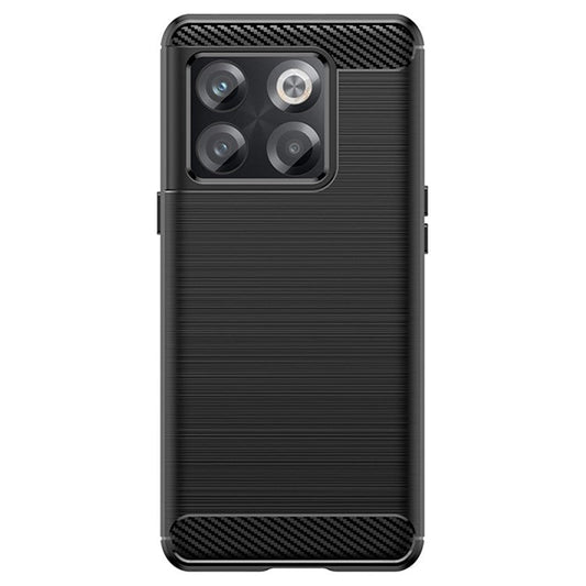 Carbon Fiber Texture Phone Case for OnePlus 10T 5G, Soft TPU Slim Fit Anti-dust Brushed Phone Cover - Black