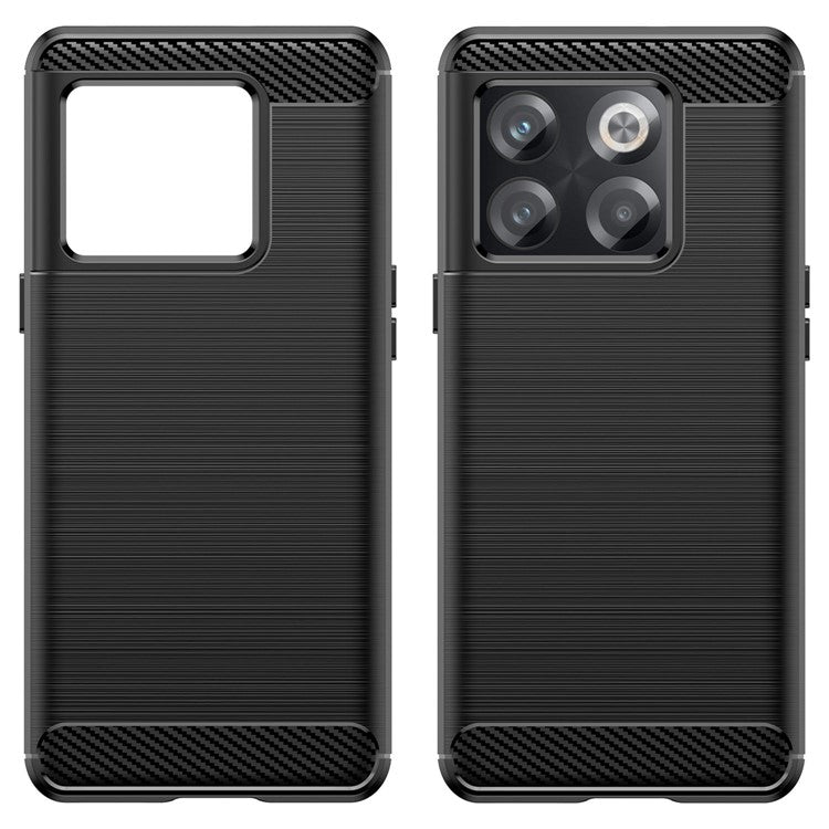 Carbon Fiber Texture Phone Case for OnePlus 10T 5G, Soft TPU Slim Fit Anti-dust Brushed Phone Cover - Black