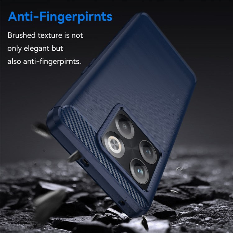 Carbon Fiber Texture Phone Case for OnePlus 10T 5G, Soft TPU Slim Fit Anti-dust Brushed Phone Cover - Blue