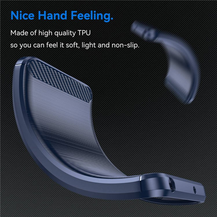 Carbon Fiber Texture Phone Case for OnePlus 10T 5G, Soft TPU Slim Fit Anti-dust Brushed Phone Cover - Blue