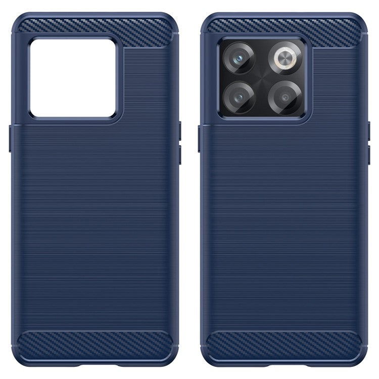 Carbon Fiber Texture Phone Case for OnePlus 10T 5G, Soft TPU Slim Fit Anti-dust Brushed Phone Cover - Blue