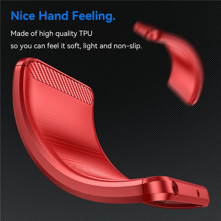 Carbon Fiber Texture Phone Case for OnePlus 10T 5G, Soft TPU Slim Fit Anti-dust Brushed Phone Cover - Red