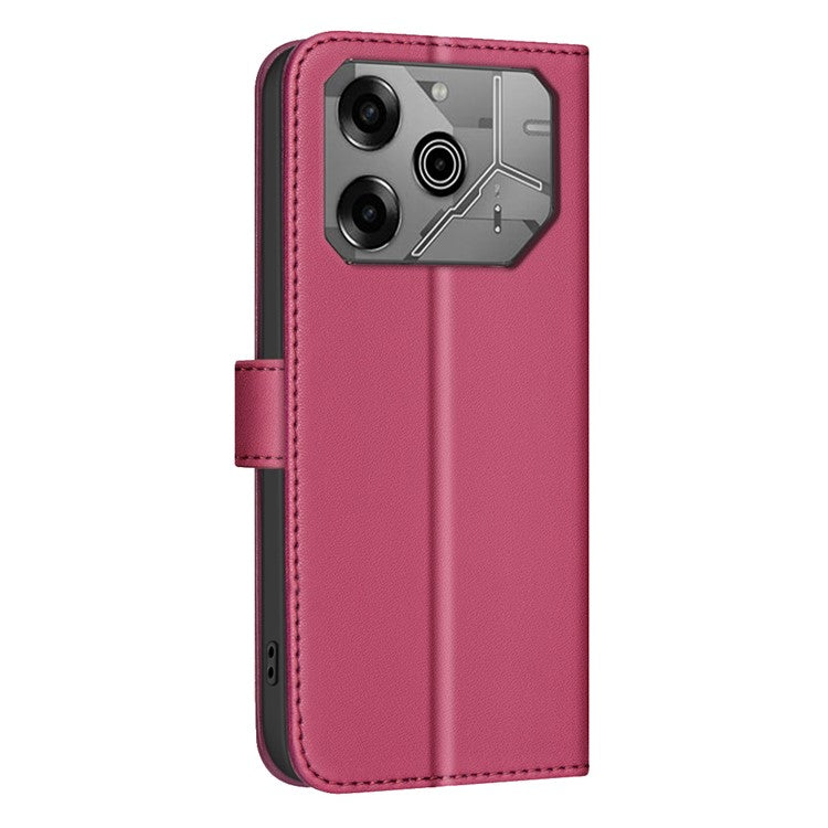 BINFEN COLOR BF34 for TECNO Pova 6 4G / Pova 6 Pro 5G Leather Case Square Grid Phone Cover - Red