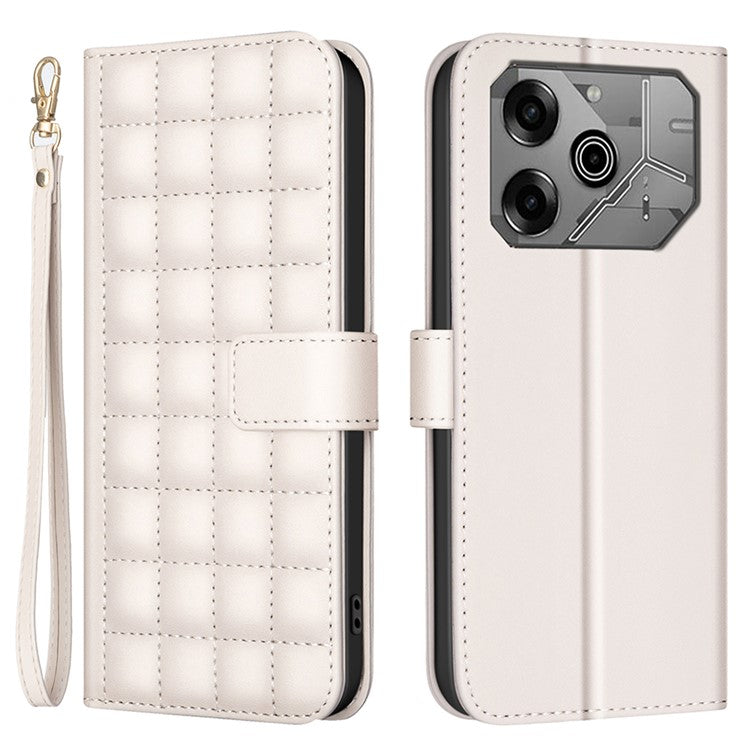 BINFEN COLOR BF34 for TECNO Pova 6 4G / Pova 6 Pro 5G Leather Case Square Grid Phone Cover - Beige