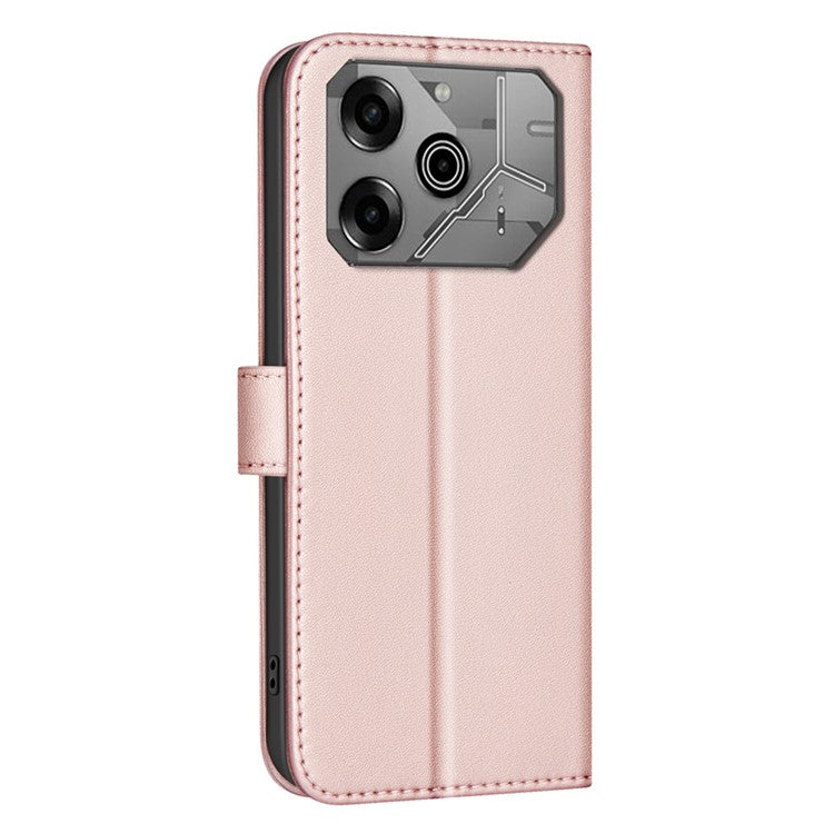 BINFEN COLOR BF34 for TECNO Pova 6 4G / Pova 6 Pro 5G Leather Case Square Grid Phone Cover - Rose Gold