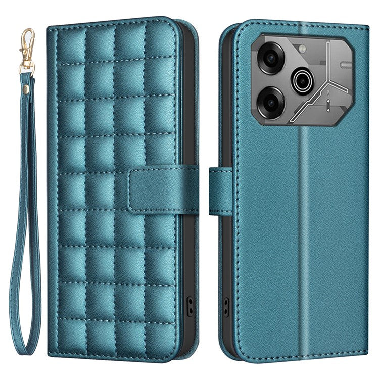 BINFEN COLOR BF34 for TECNO Pova 6 4G / Pova 6 Pro 5G Leather Case Square Grid Phone Cover - Green