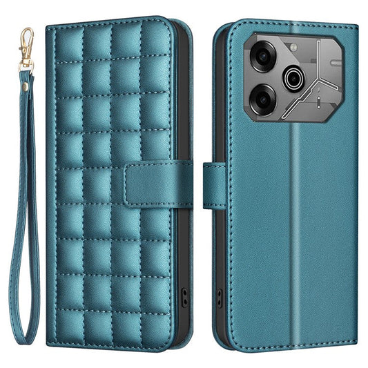 BINFEN COLOR BF34 for TECNO Pova 6 4G / Pova 6 Pro 5G Leather Case Square Grid Phone Cover - Green