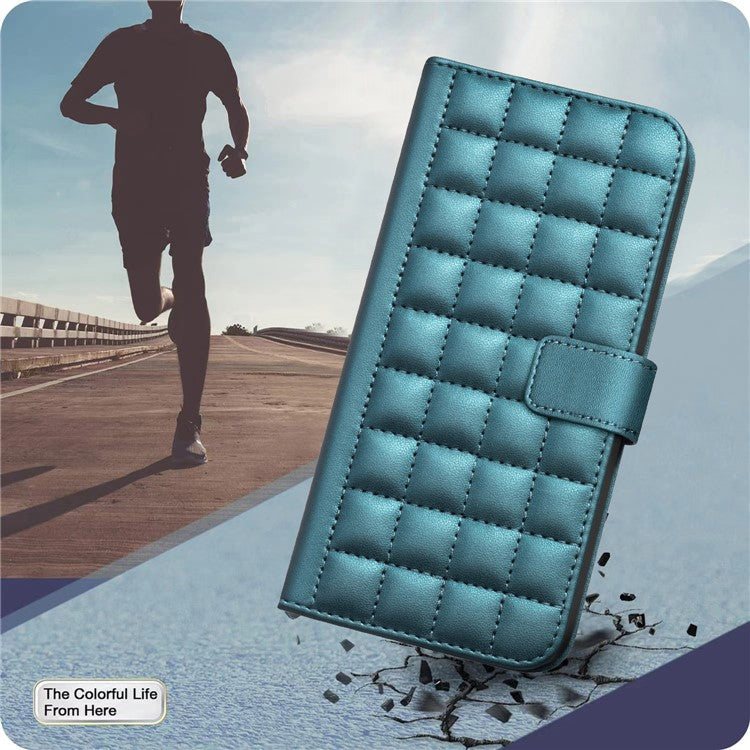 BINFEN COLOR BF34 for TECNO Pova 6 4G / Pova 6 Pro 5G Leather Case Square Grid Phone Cover - Green