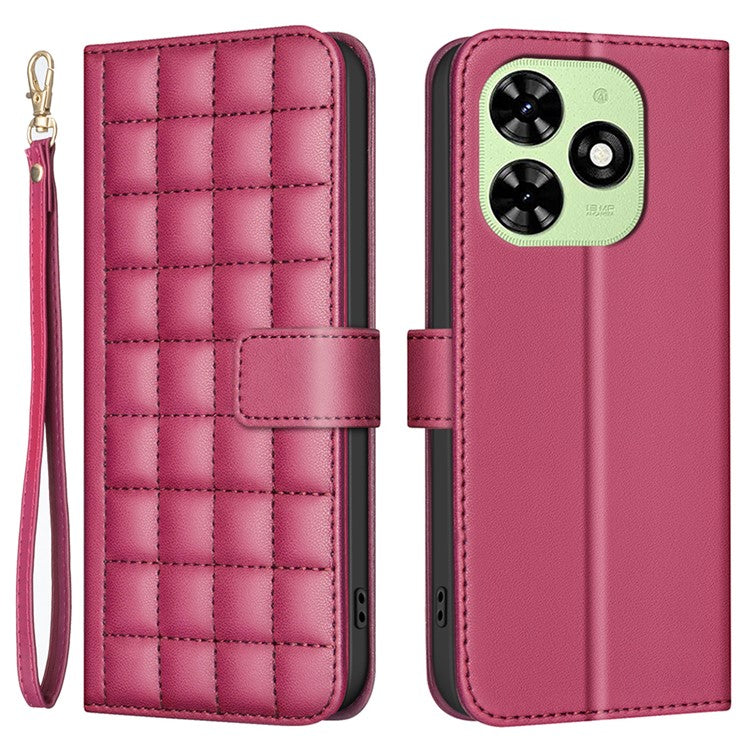 BINFEN COLOR BF34 for TECNO Spark 20C / Spark Go 2024 4G / Pop 8 Case Wallet Leather Phone Cover - Red