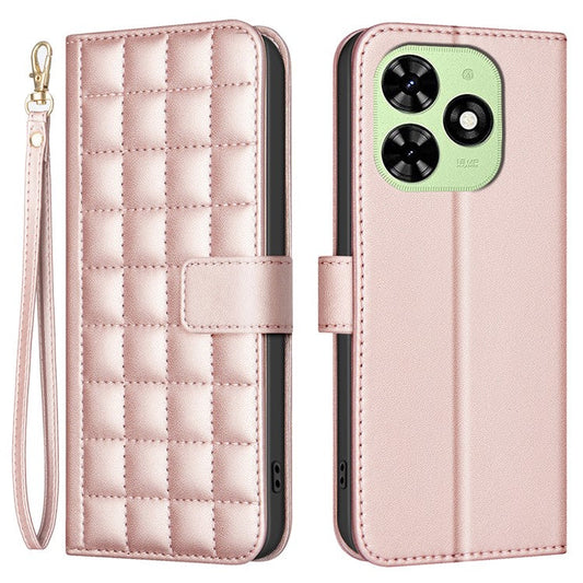 BINFEN COLOR BF34 for TECNO Spark 20C / Spark Go 2024 4G / Pop 8 Case Wallet Leather Phone Cover - Rose Gold