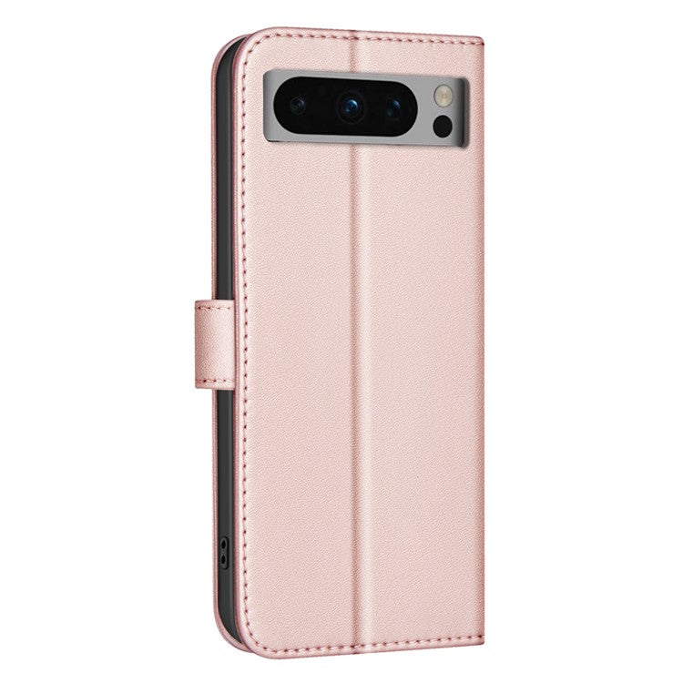 BINFEN COLOR BF34 for Google Pixel 8 Pro Case Leather Phone Cover Square Grid Pattern - Rose Gold