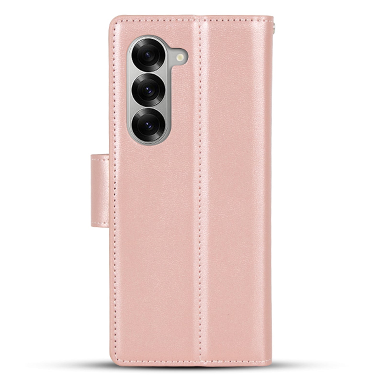 HANMAN Mill Series Flip Cover for Samsung Galaxy Z Fold6 5G Wallet Phone Case PU Leather Stand Shell - Rose Gold