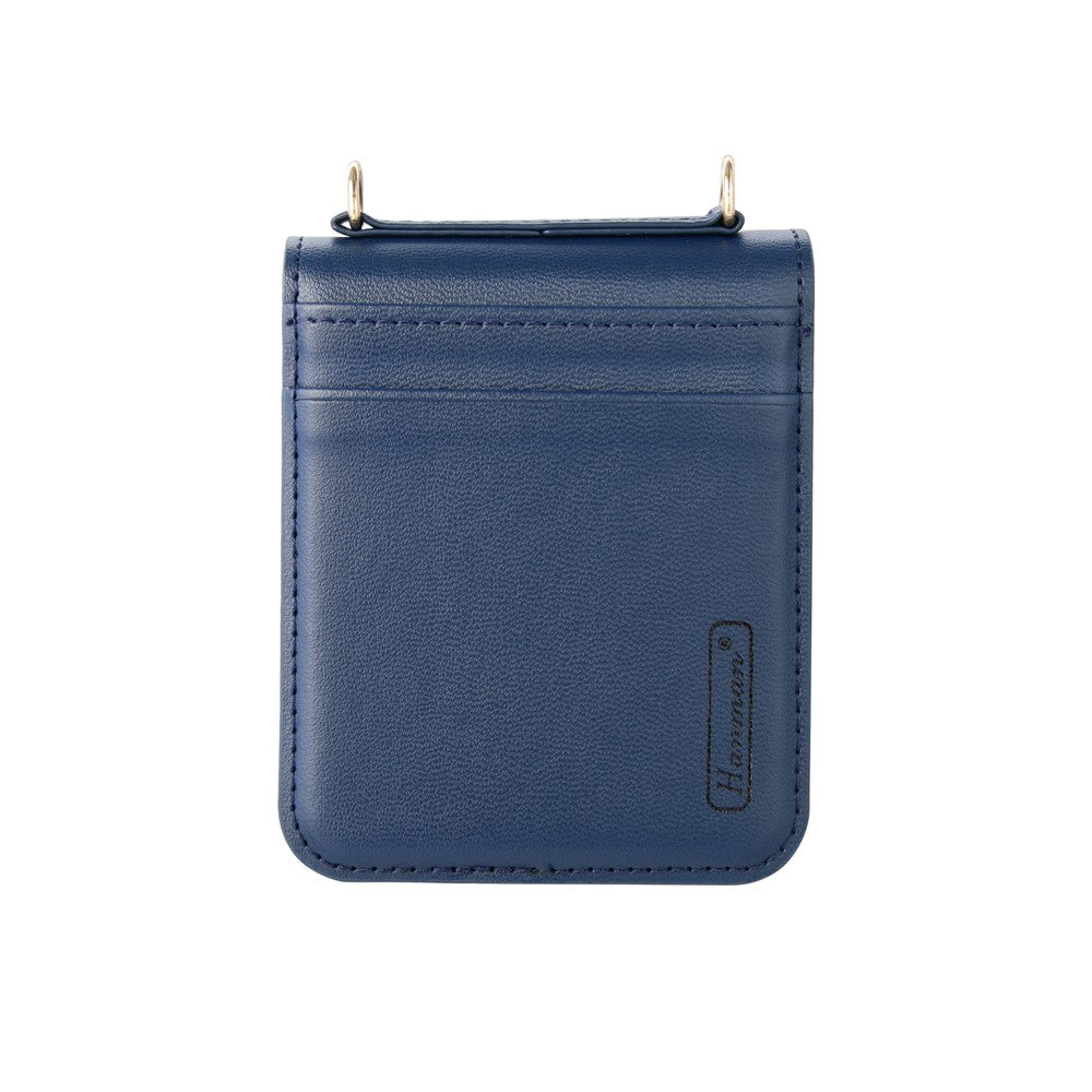 HANMAN Mill Series Flip Cover for Samsung Galaxy Z Flip7 FE 5G / Z Flip6 5G Case PU Leather Phone Cover with Card Slot - Sapphire