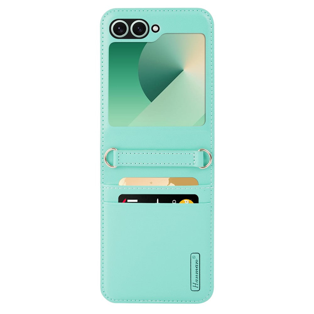 HANMAN Mill Series Flip Cover for Samsung Galaxy Z Flip7 FE 5G / Z Flip6 5G Case PU Leather Phone Cover with Card Slot - Green