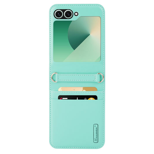 HANMAN Mill Series Flip Cover for Samsung Galaxy Z Flip7 FE 5G / Z Flip6 5G Case PU Leather Phone Cover with Card Slot - Green