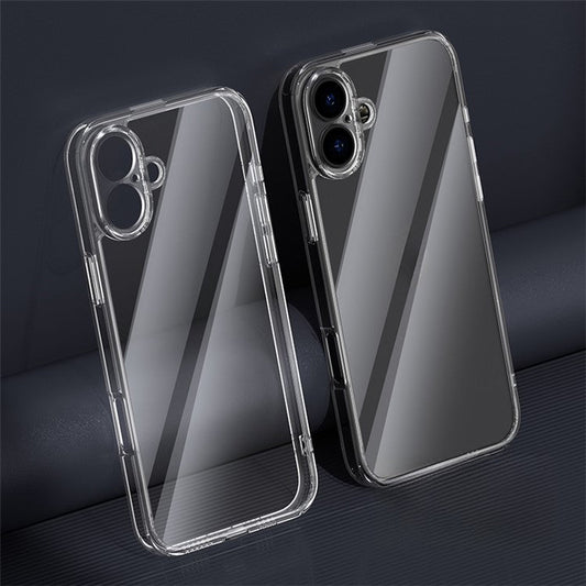 For iPhone 16 Plus Case TPU+Tempered Glass Transparent Phone Cover