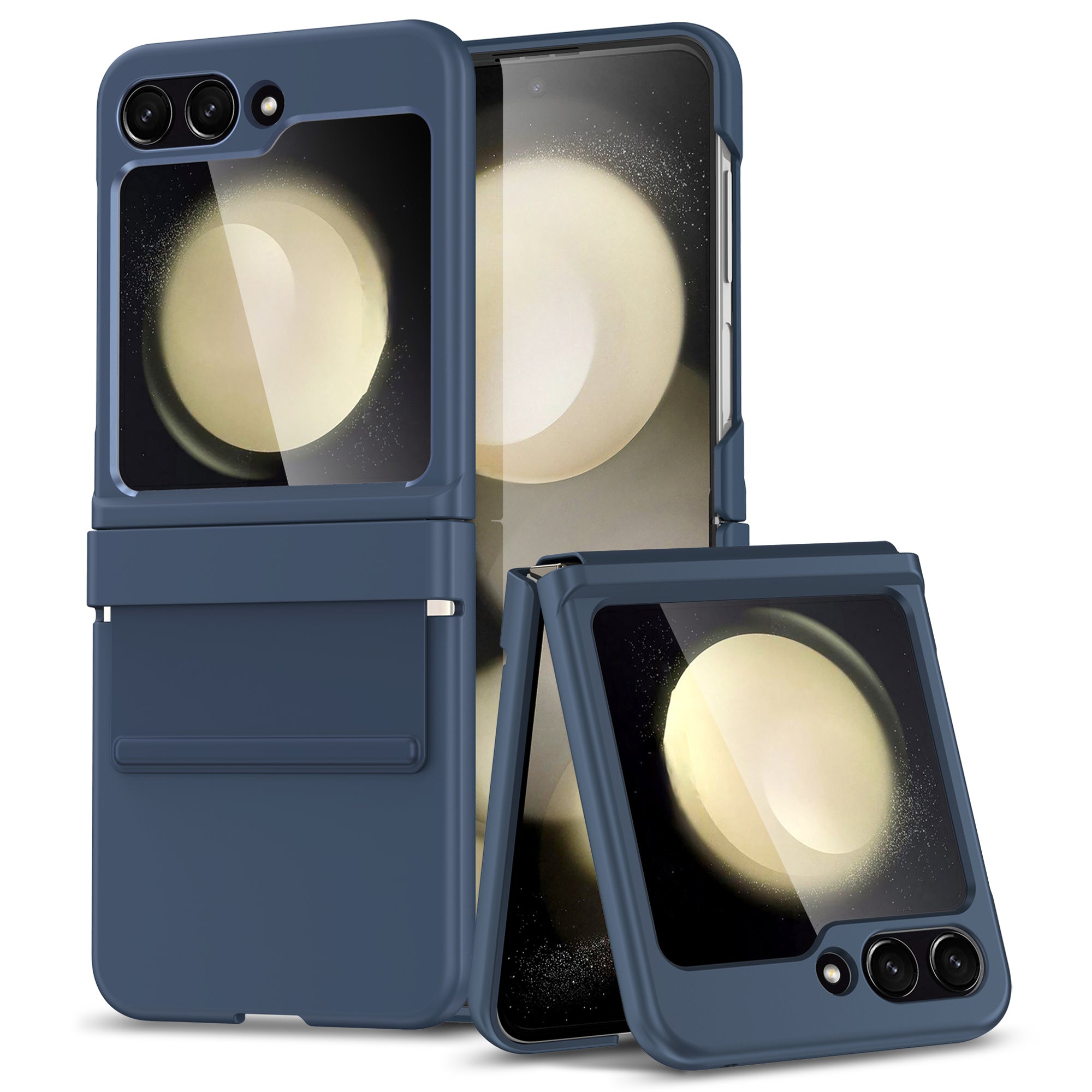 For Samsung Galaxy Z Flip6 5G Case Shockproof PC+PU Phone Cover - Navy Blue